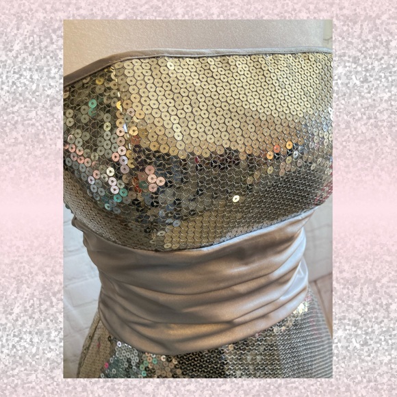 ✈️BLING! 3/4 extra small Silver Masquerade sequin party dress - Picture 7 of 9